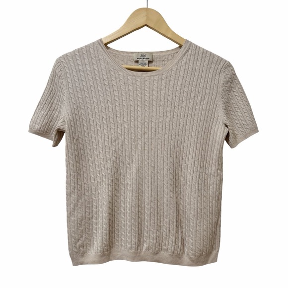 Brooks Brothers Sweaters - Brooks Brothers Womens Cable Knit Cashmere Silk Sweater Size M Short Sleeve